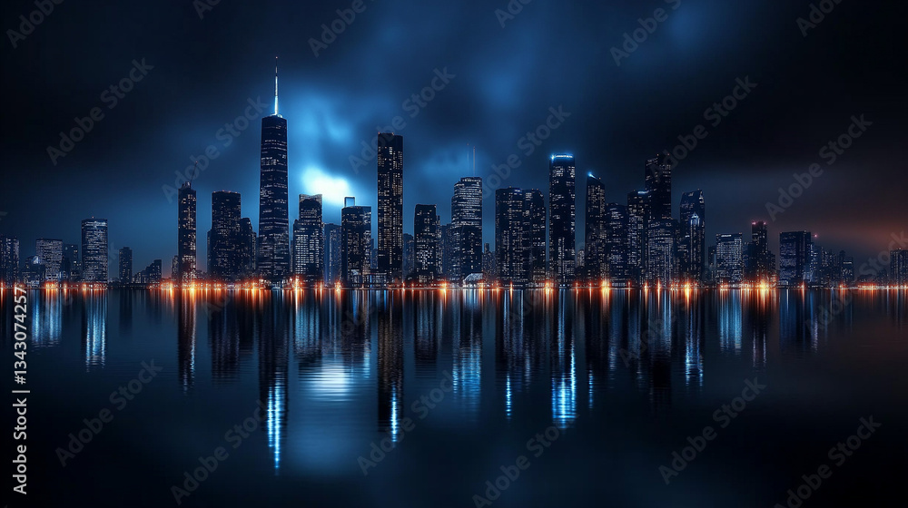 Fototapeta premium Futuristic renewable energy innovations for smart grid resiliency urban cityscape energy storage solutions