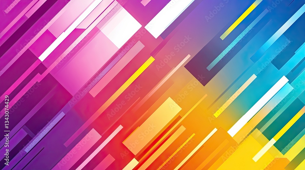 Diagonal geometric shapes blend in colorful gradient background creating modern abstract design Diagonal geometric shapes blend in colorful gradient background creating modern abstract design