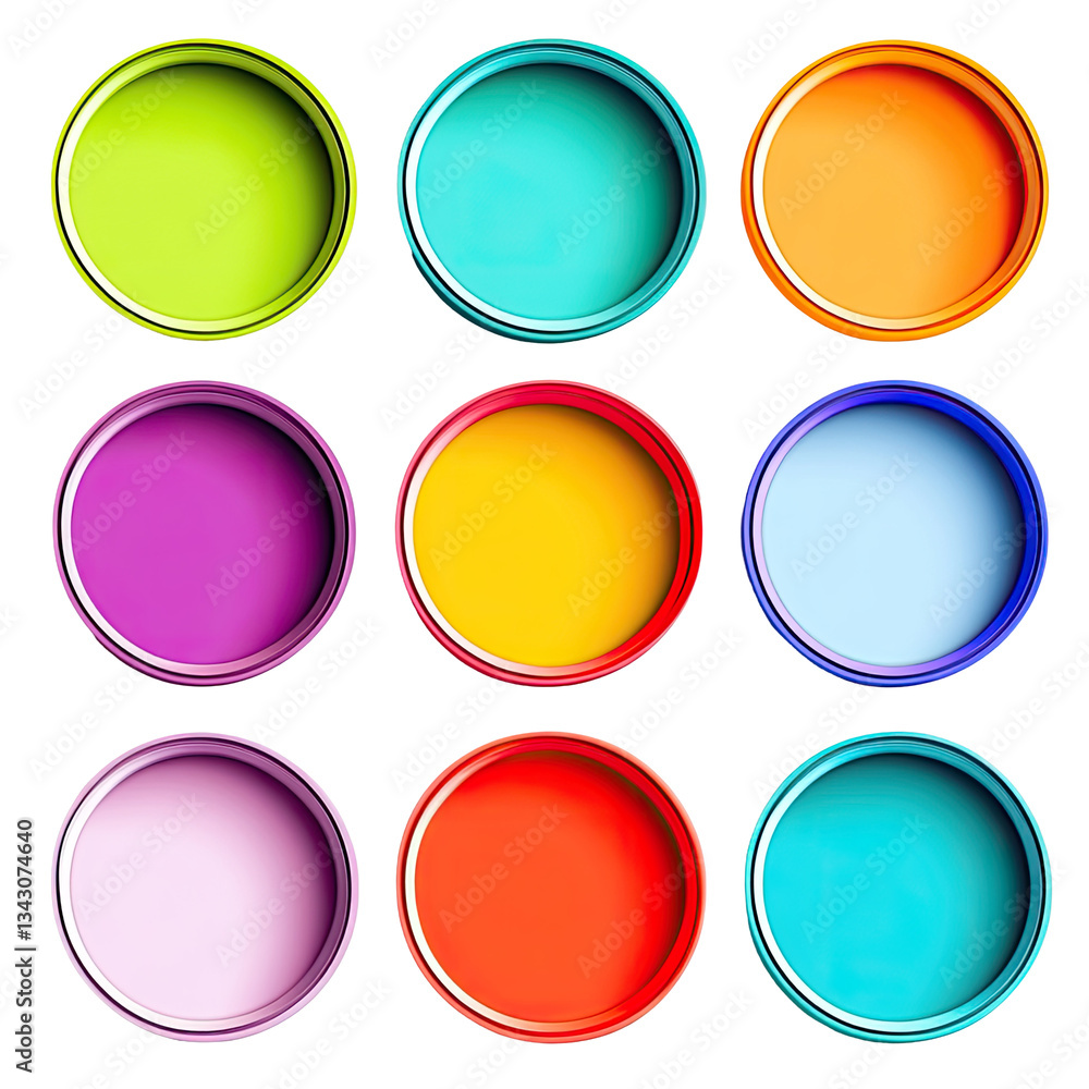 Set of Colorful Round Gigapixel Art on transparent background Set of Colorful Round Gigapixel Art on transparent background