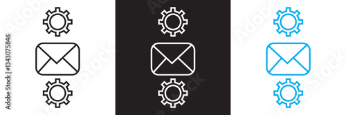 Email automation icon.  automating mail delivery icon. Vector illustration. isolated on white and black background. EPS 10