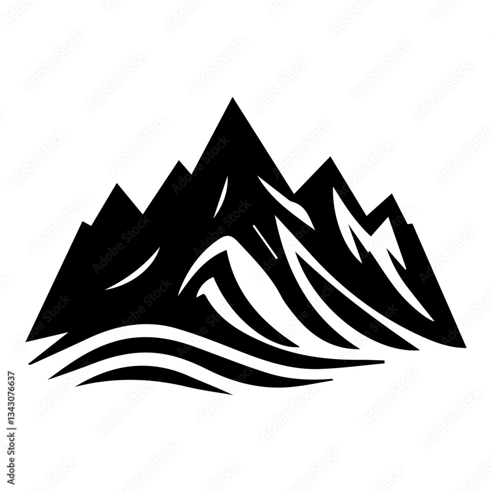 Obraz premium black and white mountain icon