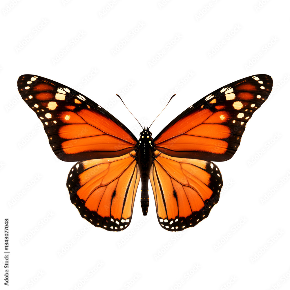 Fototapeta premium Monarch Butterfly with Open Wings on Transparent Background