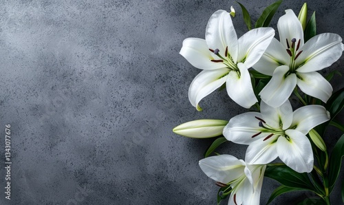 A serene branch of white lilies symbolizes mourning and remembrance.