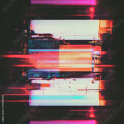 Glitched Cityscape: Neon Night Abstract.