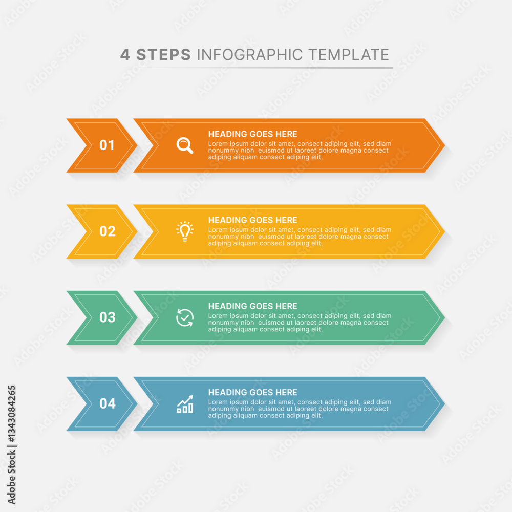 Modern List Infographic Design Template with Four Options Modern List Infographic Design Template with Four Options