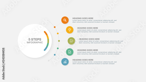 Modern Circular Infographic Design Template with 5 Data Points