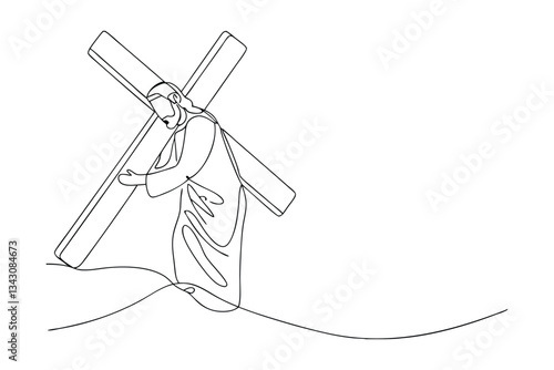 Jesus Christ Carrying Cross, Online Drawing, Christian Art, Holy Week, Passion, Sacrifice, Faith, B