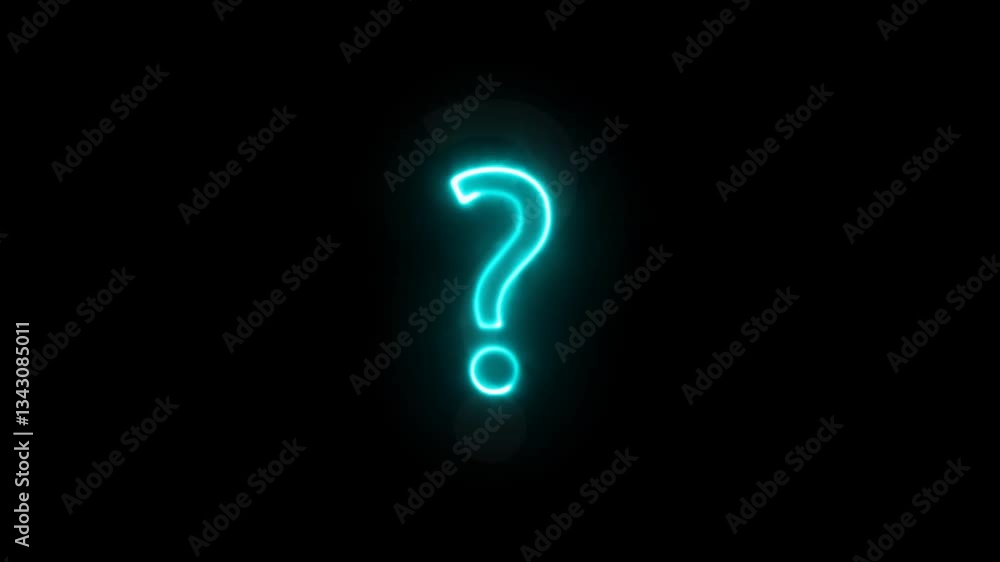 glowing question mark icon animation on black glowing question mark icon animation on black