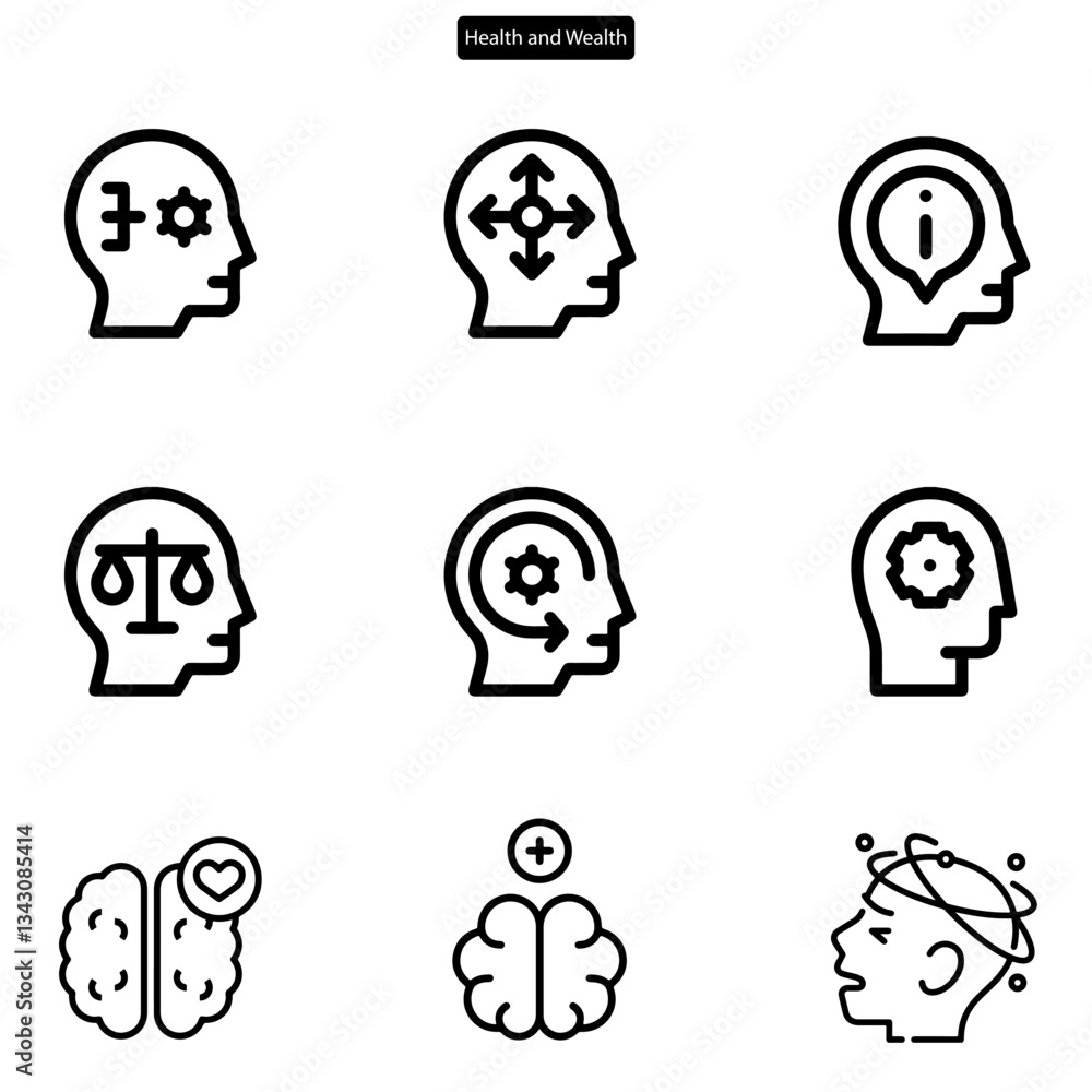 mental health vector art icon set. on white background. mental health vector art icon set. on white background.