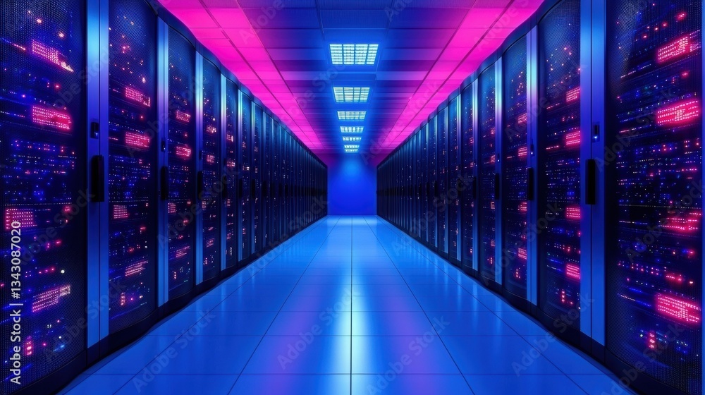 Fototapeta premium Cyber Firewall and Barrier A server room with multiple layers of security, including firewalls, intrusion detection systems, and physical barriers.