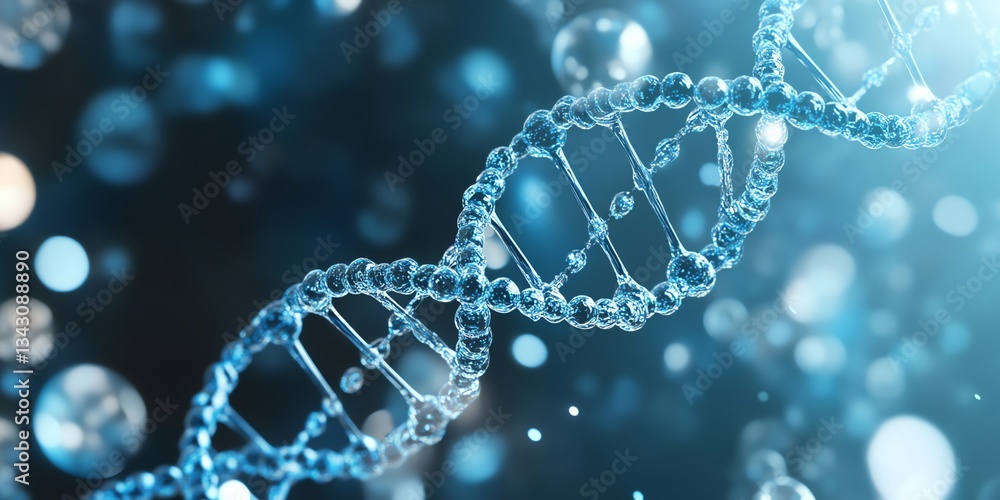 Dna Strand Helix Model Close Up in Blue and White Hues Dna Strand Helix Model Close Up in Blue and White Hues
