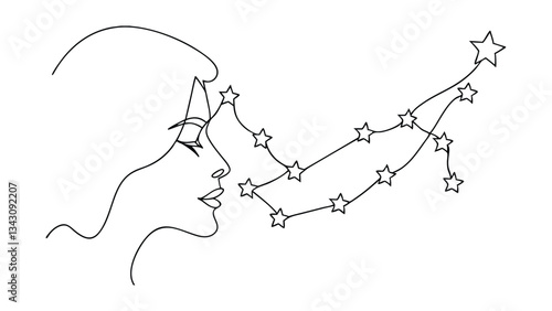 Celestial Woman Online Drawing of Virgo Constellation and Face