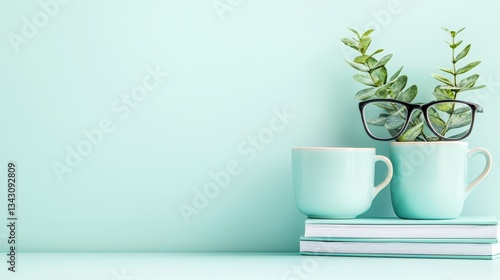 Wallpaper Mural A policy booklet on financial inclusion, modern desk, copy space above, Torontodigital.ca