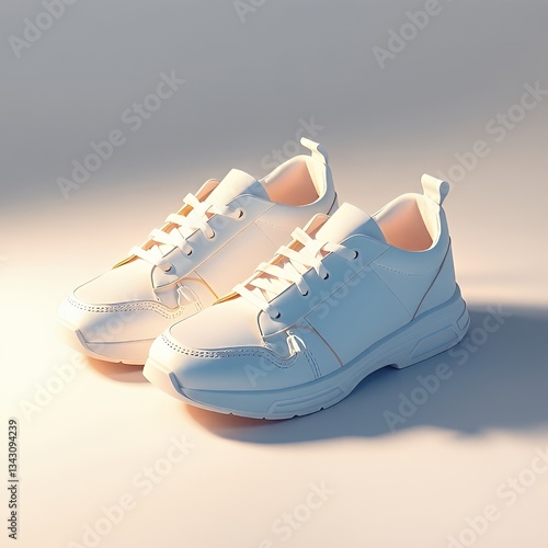 Origami sneakers, white, detailed illustration, vector design, clean, modern style