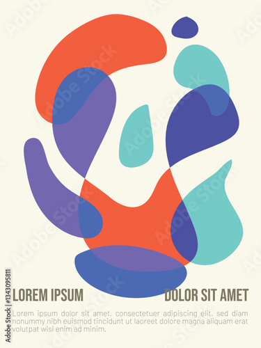 Endless Summer Stream concept. abstract bauhaus style summer poster template with sample text vector illustration