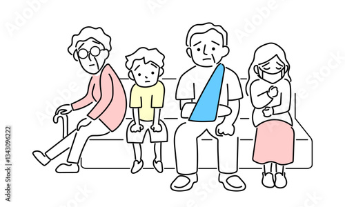ソファに座る患者のイラスト