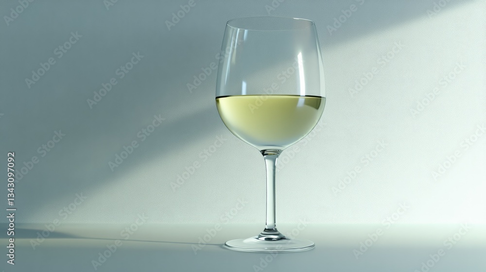 Minimalist wine glass in soft light, focusing on its delicate form Minimalist wine glass in soft light, focusing on its delicate form