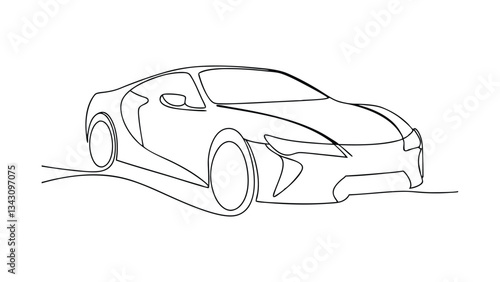 SingleLine Drawing of a Sleek Modern Sports Coupe Car