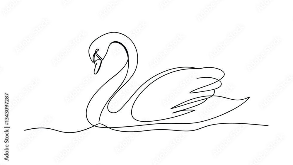 Elegant SingleLine Swan Drawing, Water Bird Art, Minimalist Design Elegant SingleLine Swan Drawing, Water Bird Art, Minimalist Design