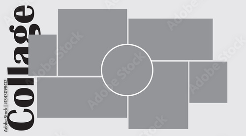 7 photo collage template. vector illustration, new collections 
