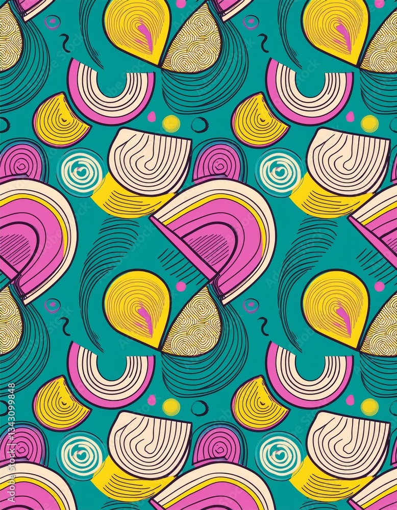 Naklejka premium Memphis geometric seamless pattern. Multicolor abstract background in retro 80s, 90s style