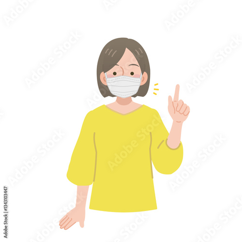 マスクをつける女性