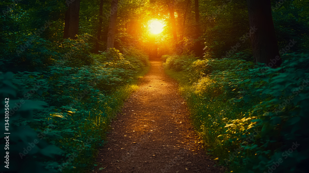 Obraz premium Enchanting Forest Path at Sunset