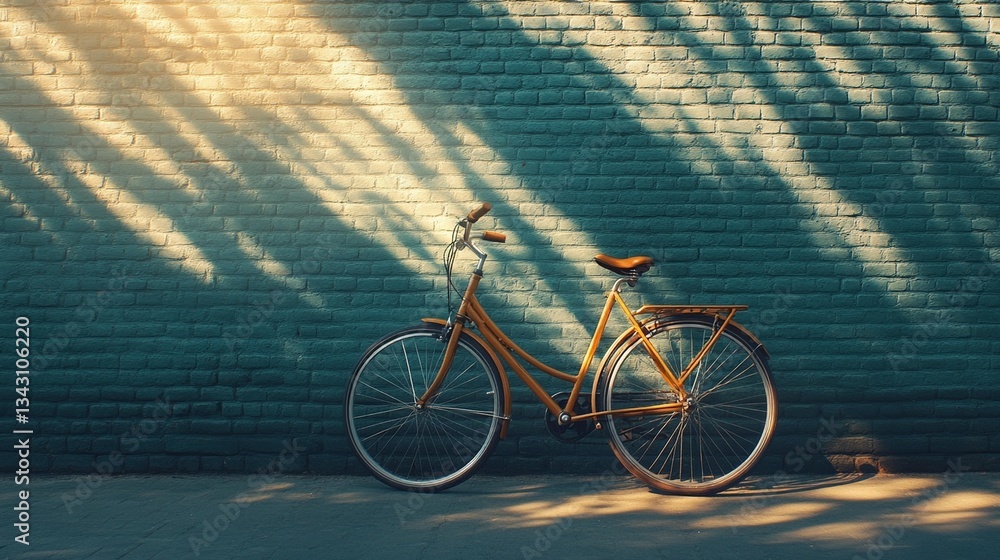 Fototapeta premium Sunny Day Bicycle Brick Wall