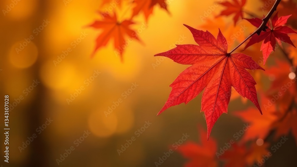 Autumn postcard. Wooden table with orange leaves and blurred autumn background Autumn postcard. Wooden table with orange leaves and blurred autumn background