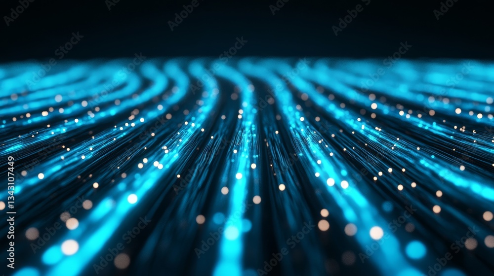 Elegant A close up of fiber optic cables glowing with blue light representing the backbone of 5G technology and high speed internet Elegant A close up of fiber optic cables glowing with blue light representing the backbone of 5G technology and high speed internet