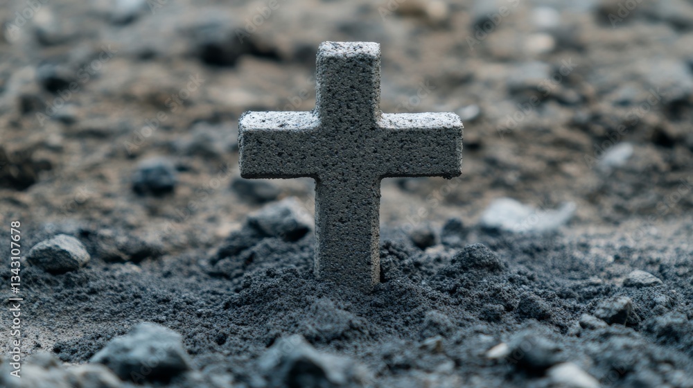 Elegant A cross made of ashes on a textured surface symbolizing Ash Wednesday and the beginning of Lent Elegant A cross made of ashes on a textured surface symbolizing Ash Wednesday and the beginning of Lent
