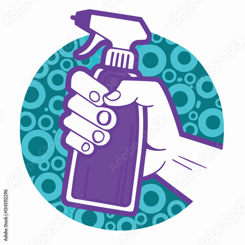 The Art of Clean: A hand firmly grips a spray bottle with a touch of cleanliness. The image's simple design captures the essence of maintenance.