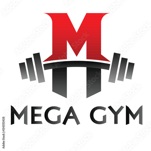bench press with red letter. Vector illustration