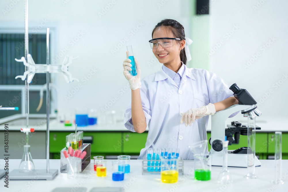 In a high-tech lab, the female scientist conducted a crucial experiment to test the stability of an innovative medicine that had the potential to reshape the pharmaceutical industry. In a high-tech lab, the female scientist conducted a crucial experiment to test the stability of an innovative medicine that had the potential to reshape the pharmaceutical industry.