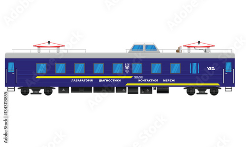 Specialized railway wagon for measurement. vector image