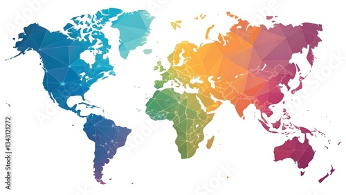 Vibrant Gradient World Map Colorful, Modern Global Illustration V1
