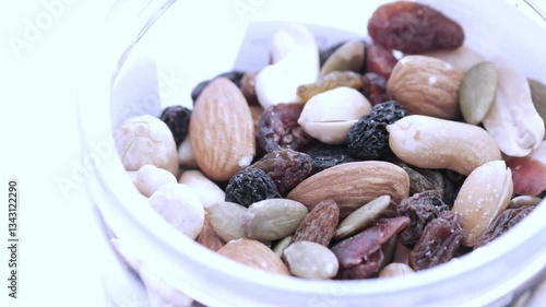A close-up of the mixed nuts