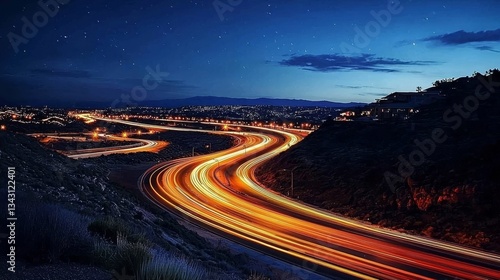 Captivating Long Exposure of a Nighttime Highway