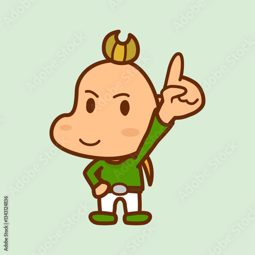 １本の指を立て手を突き上げる男の子のイラスト