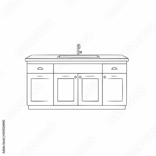 Modern kitchen sink design with minimalist cabinetry and faucet