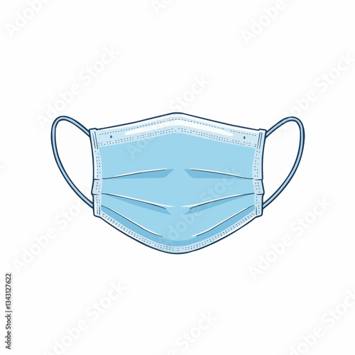 Illustration of a blue surgical mask on a white background