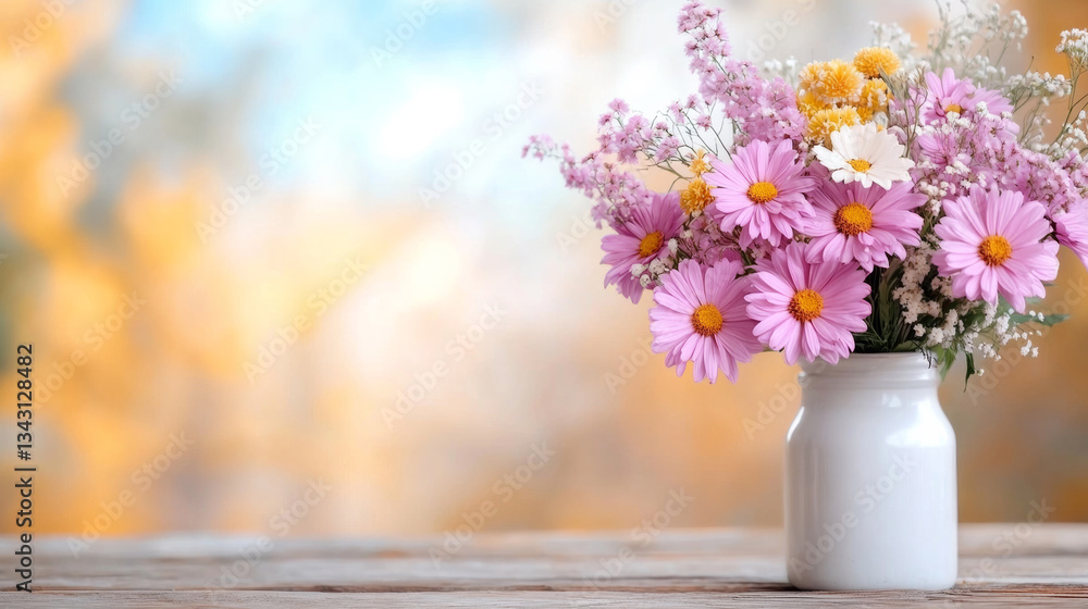 Fototapeta premium beautiful bouquet of flowers in white vase