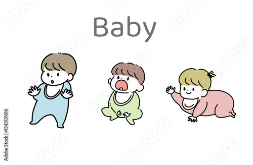 可愛い赤ちゃんのイラストセット