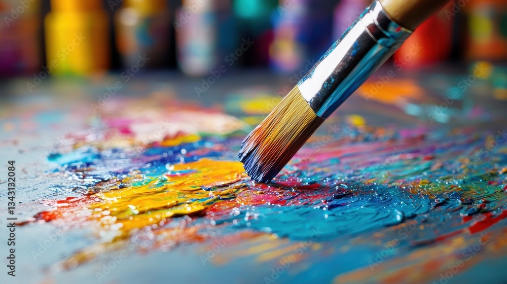 Fototapeta premium Colorful Brush Strokes on Canvas with Vibrant Paint Background