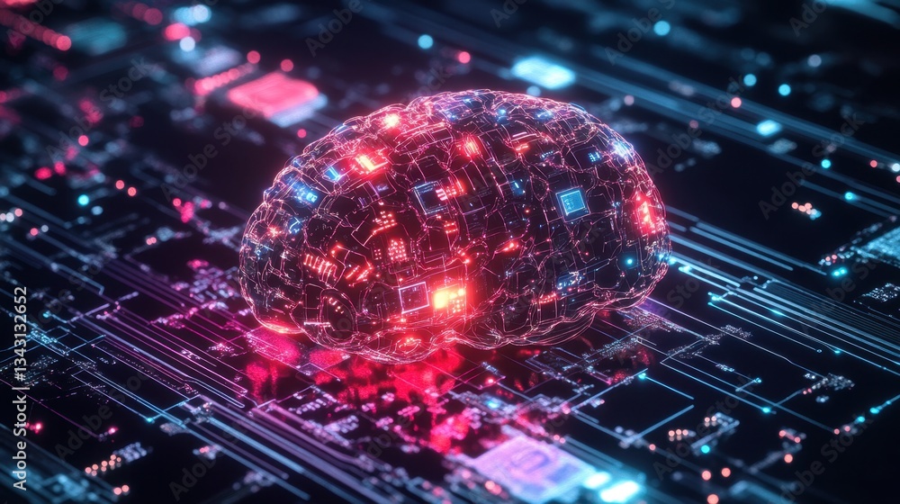 A glowing brain with tech-inspired patterns, representing innovation in artificial intelligence. A glowing brain with tech-inspired patterns, representing innovation in artificial intelligence.