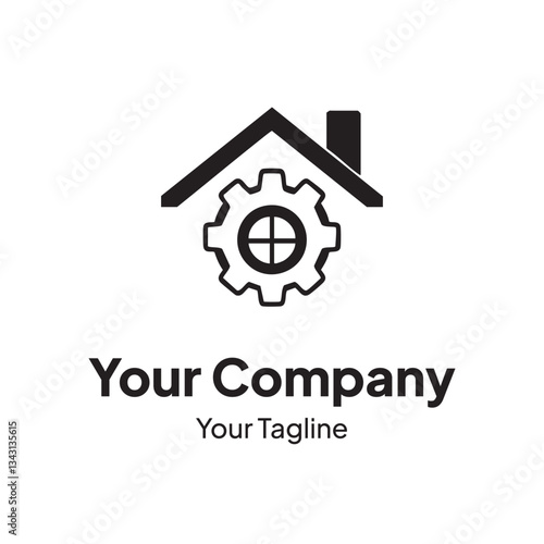 Gear House Logo Design for Real Estate and Property Maintenance
