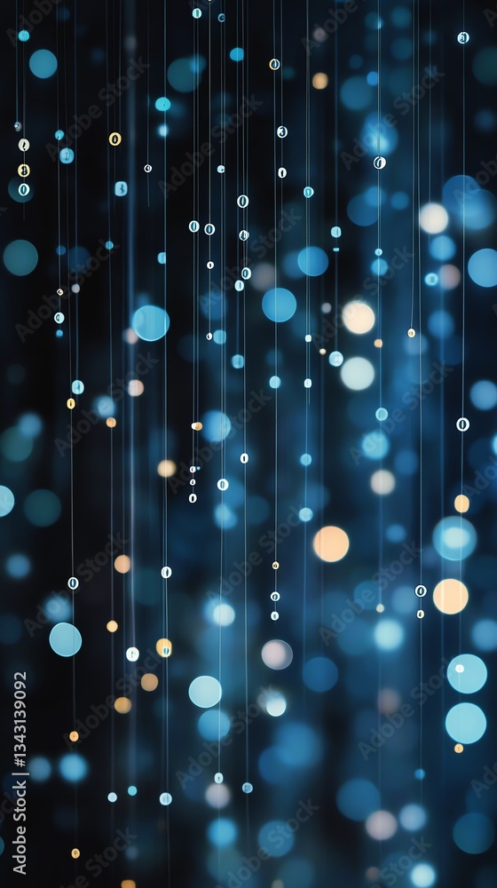 Fototapeta premium Floating Blue and Orange Circles Background with Soft Glowing Light Effects