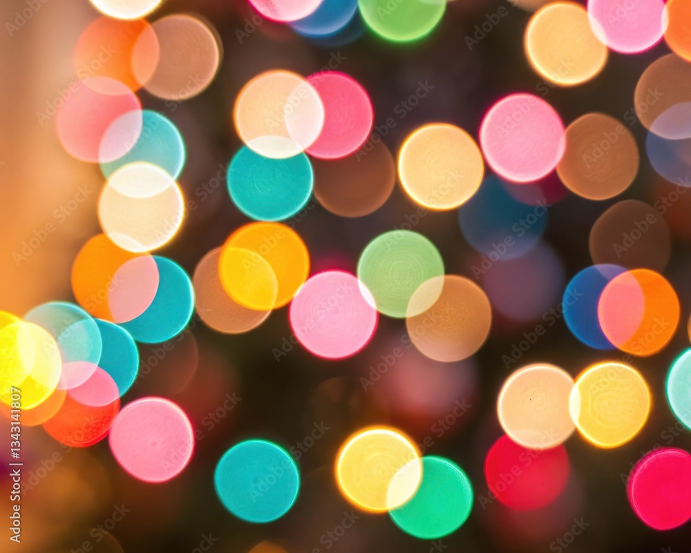 Fototapeta premium Colorful bokeh lights create a vibrant and festive atmosphere holiday celebration indoor nighttime close-up illumination