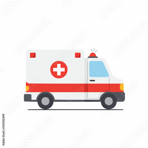 Emergency vehicle illustration with medical symbols and siren