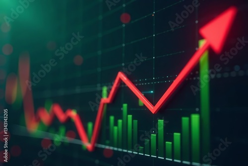 Wallpaper Mural Close up of red and green graph with arrows pointing up, chart, profit Torontodigital.ca